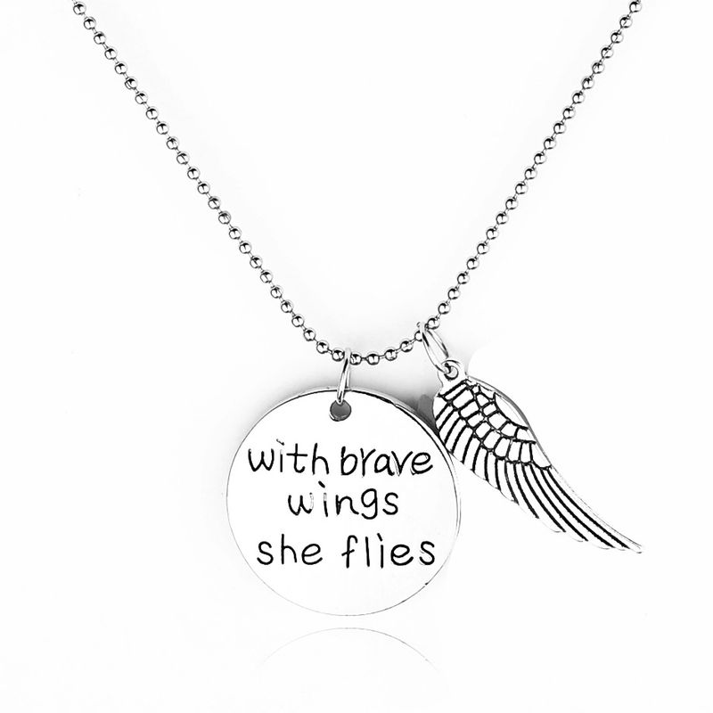 Explosion Necklace Sweater Chain New Fashion English Lettering Wings Pendant Necklace Accessories Wholesale Nihaojewelry