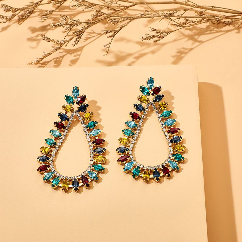 Spring And Summer New Drop-shaped Alloy Diamond-set Rhinestone Full Diamond Earrings Personality Fashion Earrings Wholesale Nihaojewelry