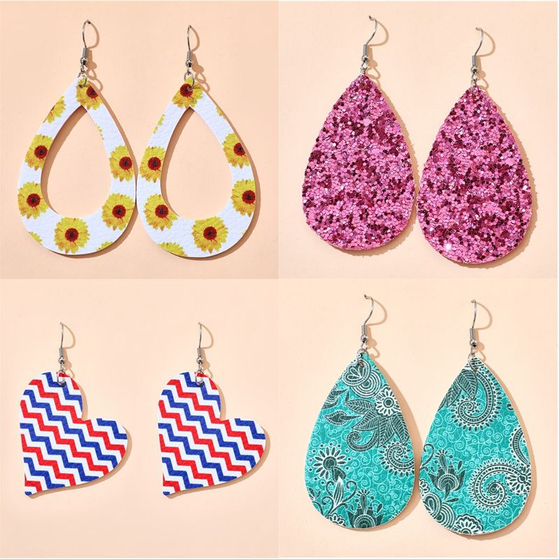 New Earrings Korean Fashion Simple Wind White Blue Red Three-color Love Flower Earrings Personality Geometric Earrings Wholesale Nihaojewelry