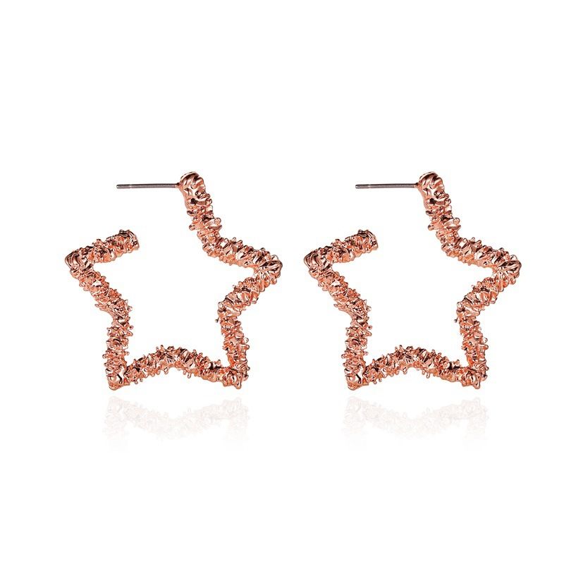 New Earrings Opening Five-pointed Star Earrings Female Metal Carved Stars Hollow Earrings Wholesale Nihaojewelry