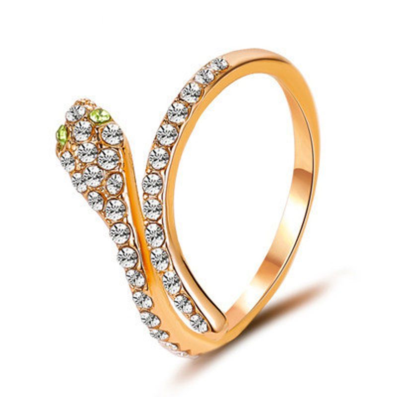 New Ring Flash Diamond Serpentine Ring Exquisite Full Diamond Zircon Open Ring Wholesale Nihaojewelry