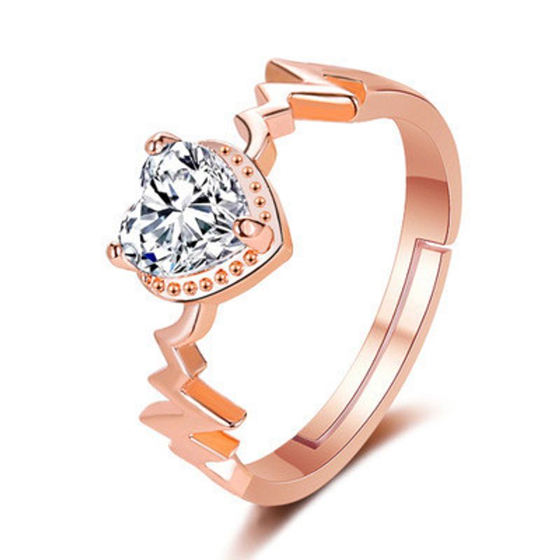 New Ring Creative Ecg Love Ring Zircon Heart Ring Jewelry Wholesale Nihaojewelry