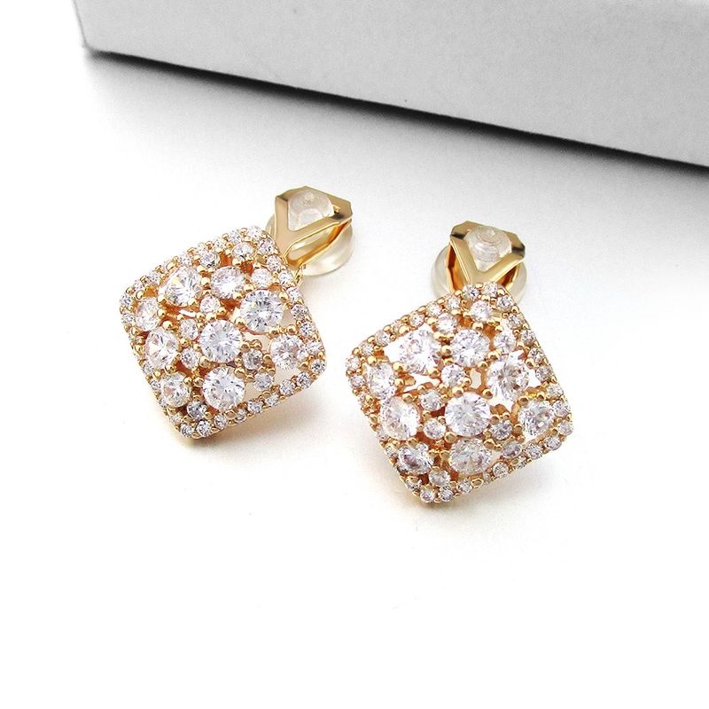 New Korean Fashion High-quality Zircon Square Ear Clips Fashion Exquisite Atmospheric Earrings Girls Square Earrings Wholesale Nihaojewelry