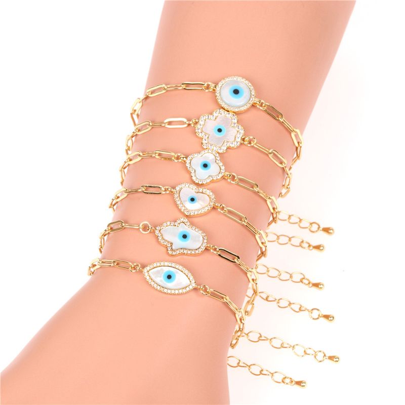 New Accessories Niche Design Diamond Shell Palm Eyes Bracelet Personalized Hip-hop Bracelet Wholesale Nihaojewelry