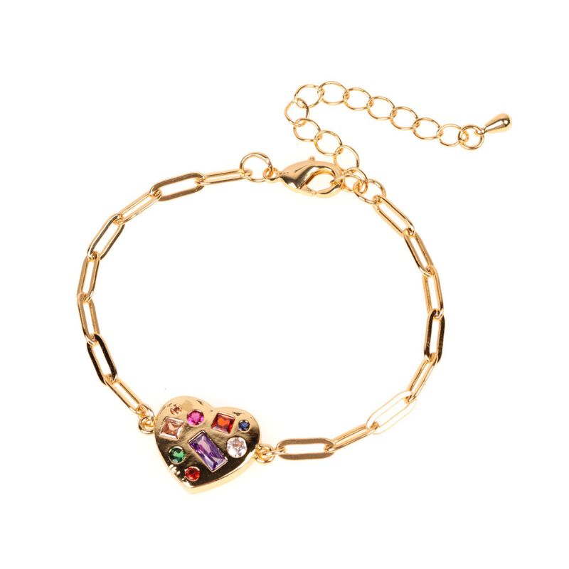 New Accessories Diamond Love Bracelet Heart-shaped Pendant Temperament Bracelet Punk Hip-hop Tide Wholesale Nihaojewelry
