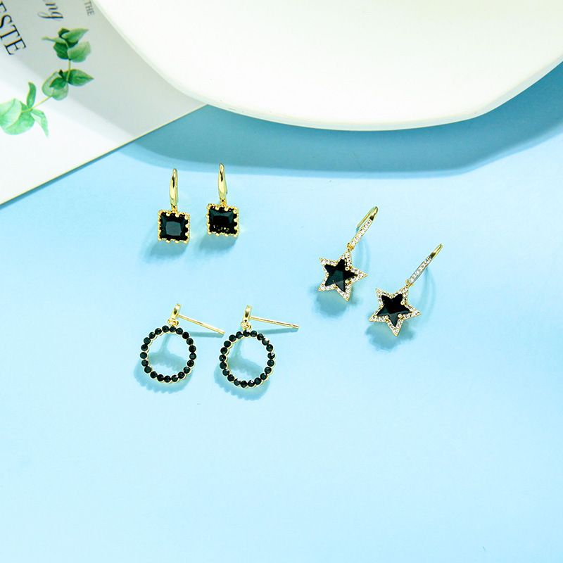 Korean Fashion S925 Silver Needle Earrings Creative Geometric Square Earrings Femininity Diamond Earrings Wholesale Nihaojewelry