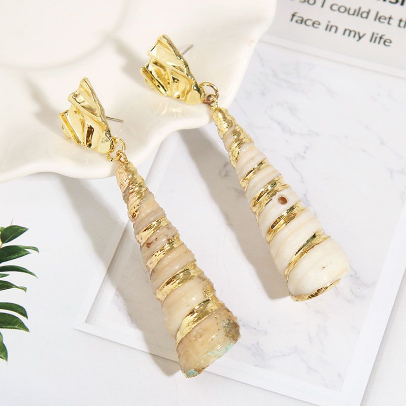 Exaggerated Long Natural Shell Earrings Female Foreign Trade Conch Geometric Earrings Jewelry Wholesale Nihaojewelry