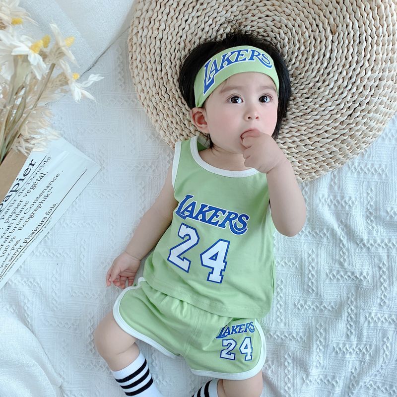 Summer New Children's Baby Personality Digital Printing Trend Korean Comfortable Leisure Sports Suit Wholesale Nihaojewelry