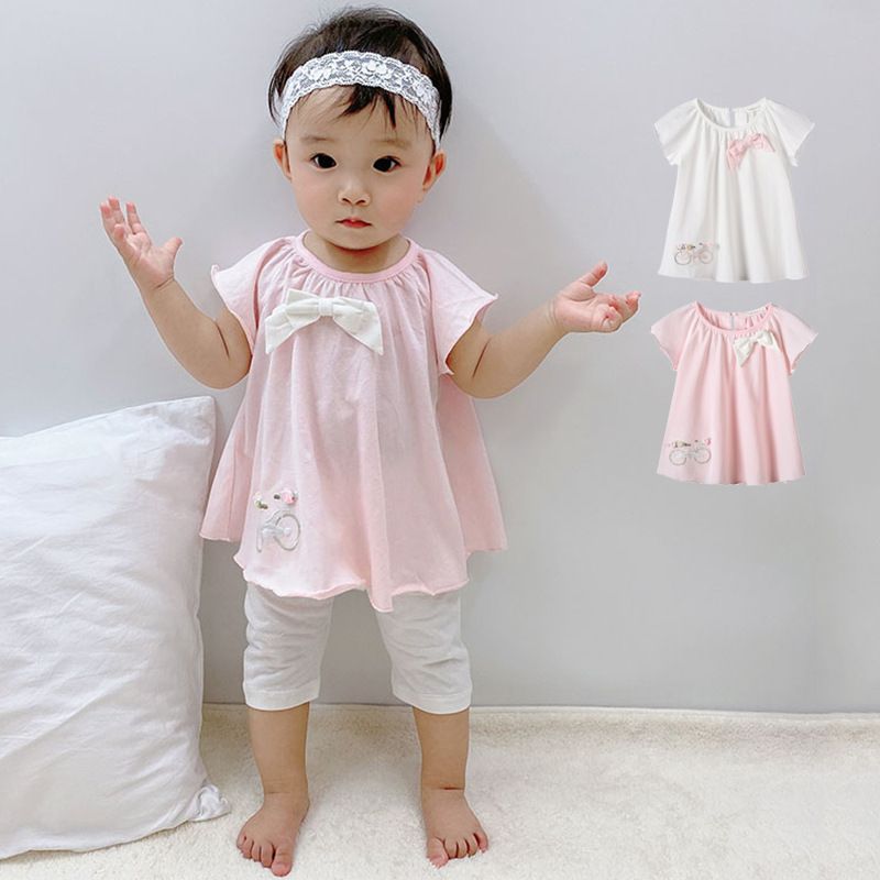 Qile Rabbit Sommer Baby Kleidung Mädchen Kurz Ärmel Ige Koreanische Version Lose Top Damen Stil Besticktes Baby T-shirt