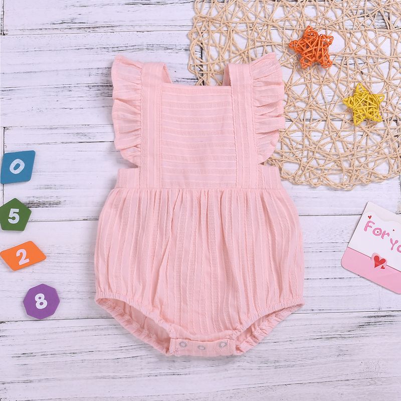 Summer Jumpsuit Children's Clothing Explosive Lace Sleeve Romper Cotton And Linen Fold Sleeveless Robe Wholesale Nihaojewelry