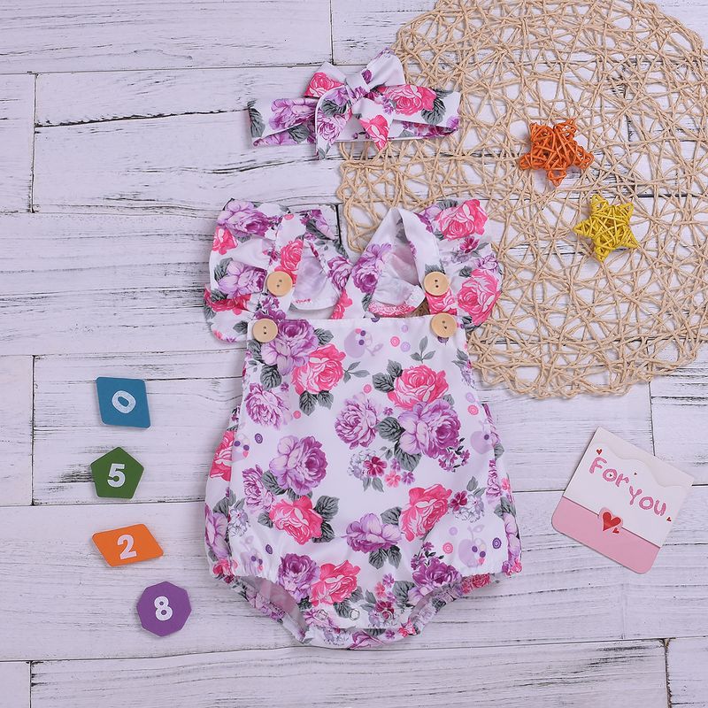 Children's Wear Infant Leisure Trend Cute Little Floral Triangle Hawaii Turban Two-piece Girl Explosion Wholesale Nihaojewelry