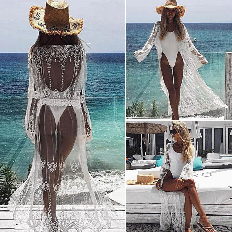 Nouvelle Dentelle Cardigan Brodé Sexy Crème Solaire Veste De Plage Bikini Smock Maillot De Bain Extérieur Cardigan En Gros Nihaojewelry