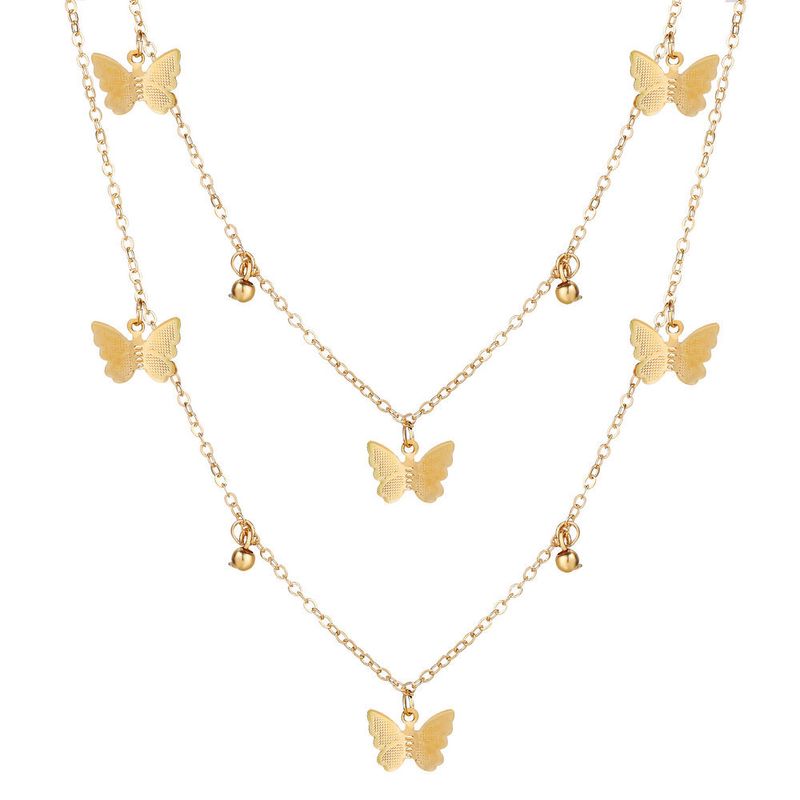 Vente Chaude Papillon Collier Créatif Rétro Simple Alliage Métal Multicouche Clavicule Chaîne En Gros Nihaojewelry
