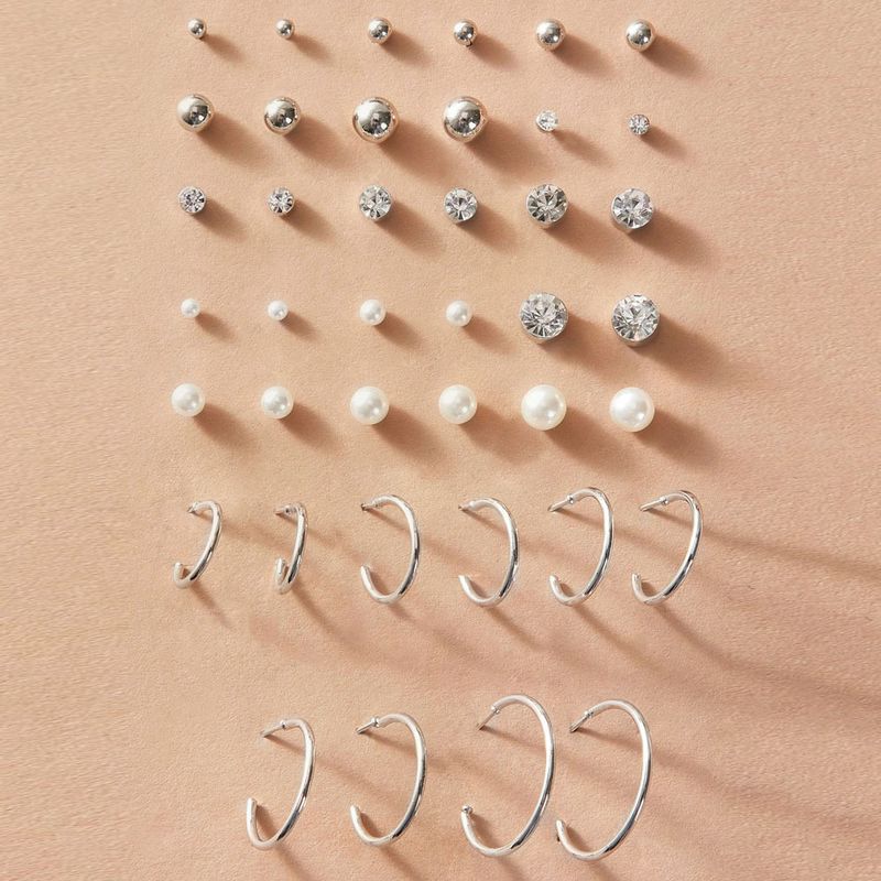 New Pearl Zircon Earrings Earrings Set 20 Piece Set Creative Retro Simple Earrings Wholesale Nihaojewelry