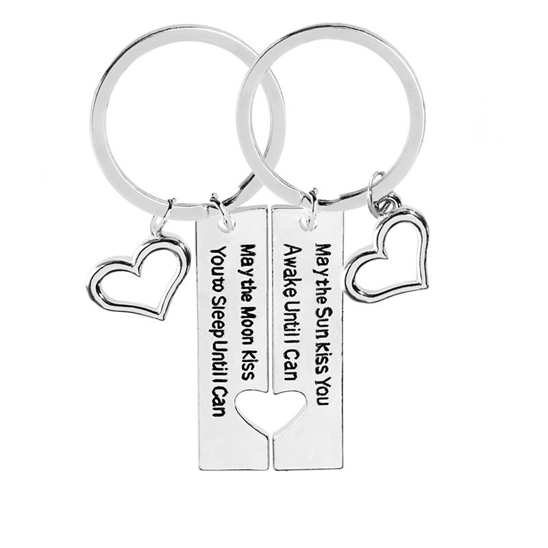 Hot Keychain Couple Keychain Heart-shaped Splicing Keychain Pendant Jewelry Valentine's Day Gift Wholesale Nihaojewelry