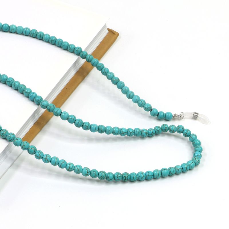 Chaîne De Mode Naturel 6 Mm Turquoise Perles À La Main Lunettes Chaîne Anti-perte Chaîne En Gros Nihaojewelry