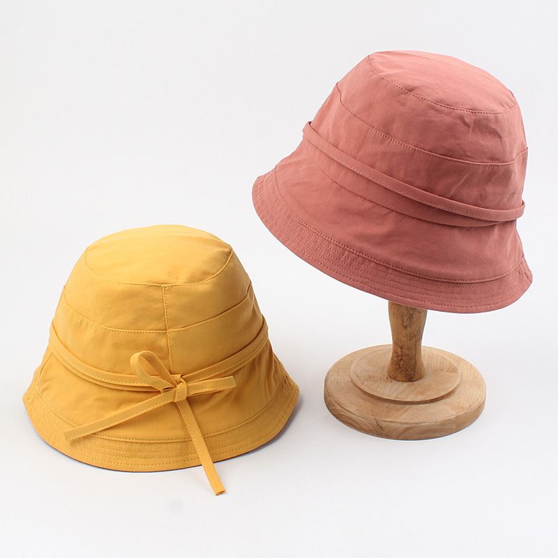 Hat Summer Line Small Edge Basin Hat Literary And Leisure Bowknot Wild Korean Fashion Sun Hat Solid Color Fisherman Hat Wholesale Nihaojewelry