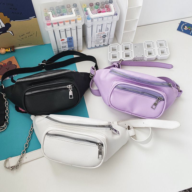 Korean Fashion Chain Small Black Bag Hong Kong Style Retro Wild Waist Bag Chest Bag  Wholesale Nihaojewelry
