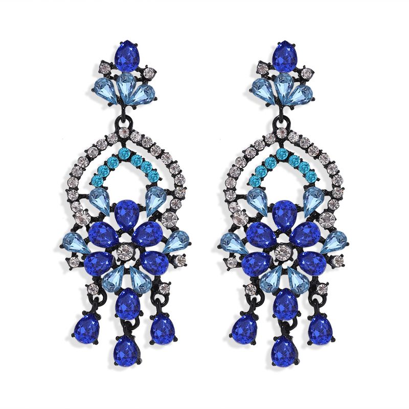 Fashion Water Drop Flowers Exaggerated Earrings Nihaojewelry Wholesale Diamond Earrings