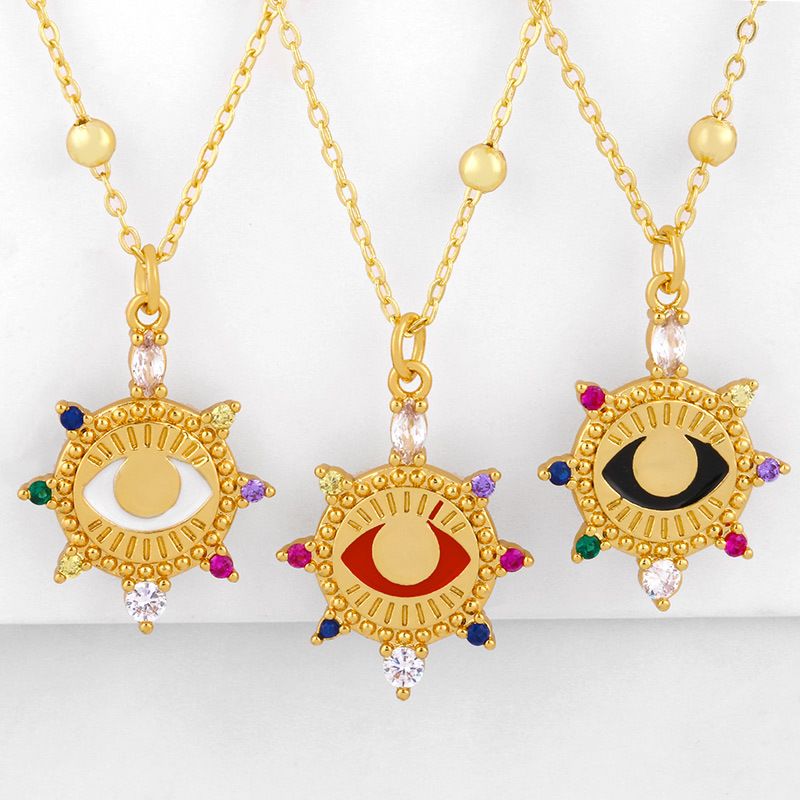 Fashion Round Diamond Pendant Necklace Yiwu Nihaojewelry Wholesale Devil&#39;s Eye Necklace