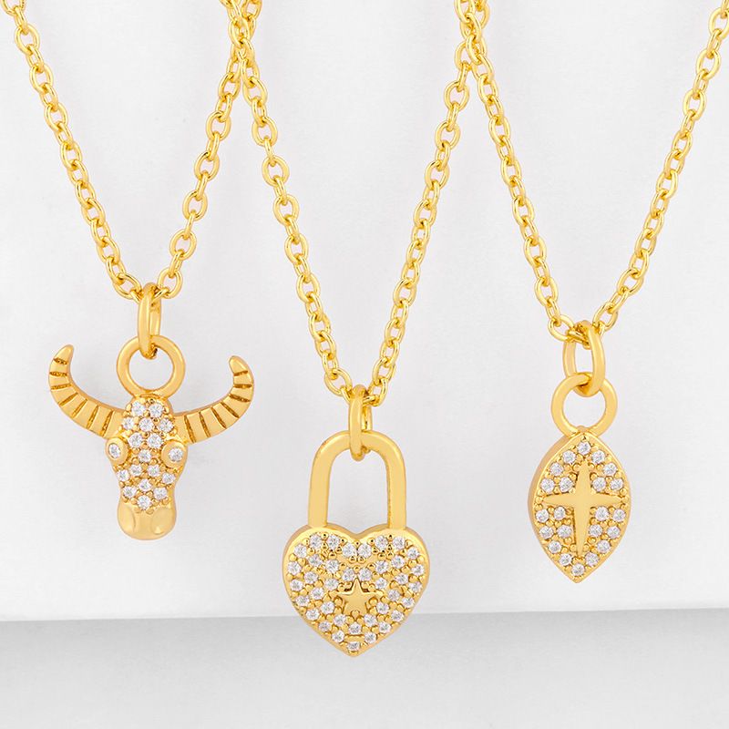 Moda Conjunto De Diamantes Cabeza De Buey Collar Yiwu Nihaojewelry Venta Al Por Mayor Amor Colgante Cadena De Clavícula