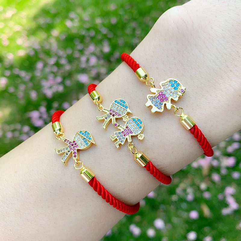 Korean Bracelet Yiwu Nihaojewelry New Accessories Red Rope Bracelet Cartoon Boy Girl Diamond Couple Bracelet