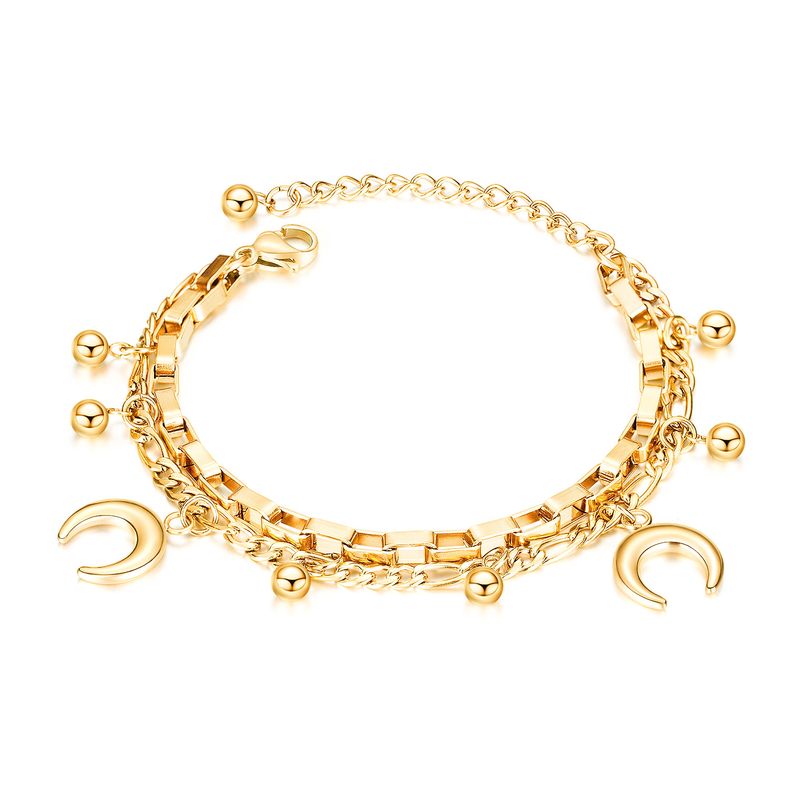 Fabrik Direkt Vertrieb Mode Mehr Schicht Ige Edelstahl Persönlichkeit Runde Perlen Mond Armband Weibliche One-sale
