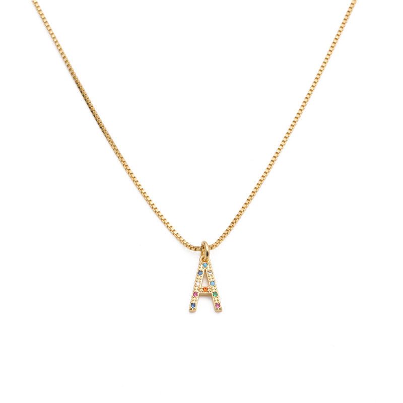 Neue Heiß Verkaufte Mikro Eingelegte Zirkonium Halskette Englische Buchstaben Halskette Necklace