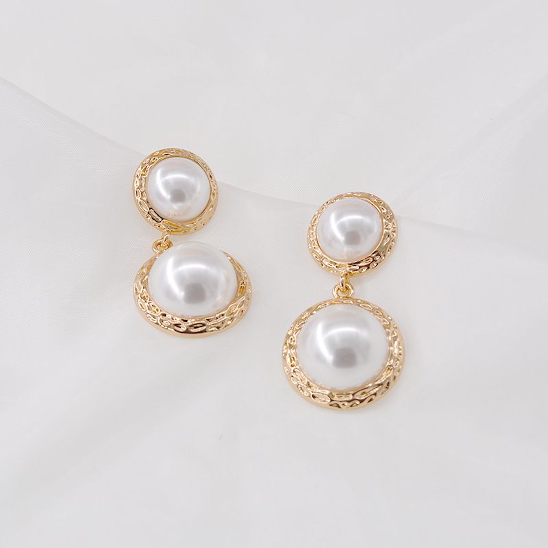 S925 Silver Post Korean New Lady Round Baroque Sterling Silver Pearl Earrings Nihaojewelry Wholesale