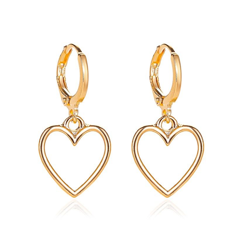 New Fashion Simple Hollow Love Earrings Wild Metal Peach Heart Earrings Wholesale Nihaojewelry