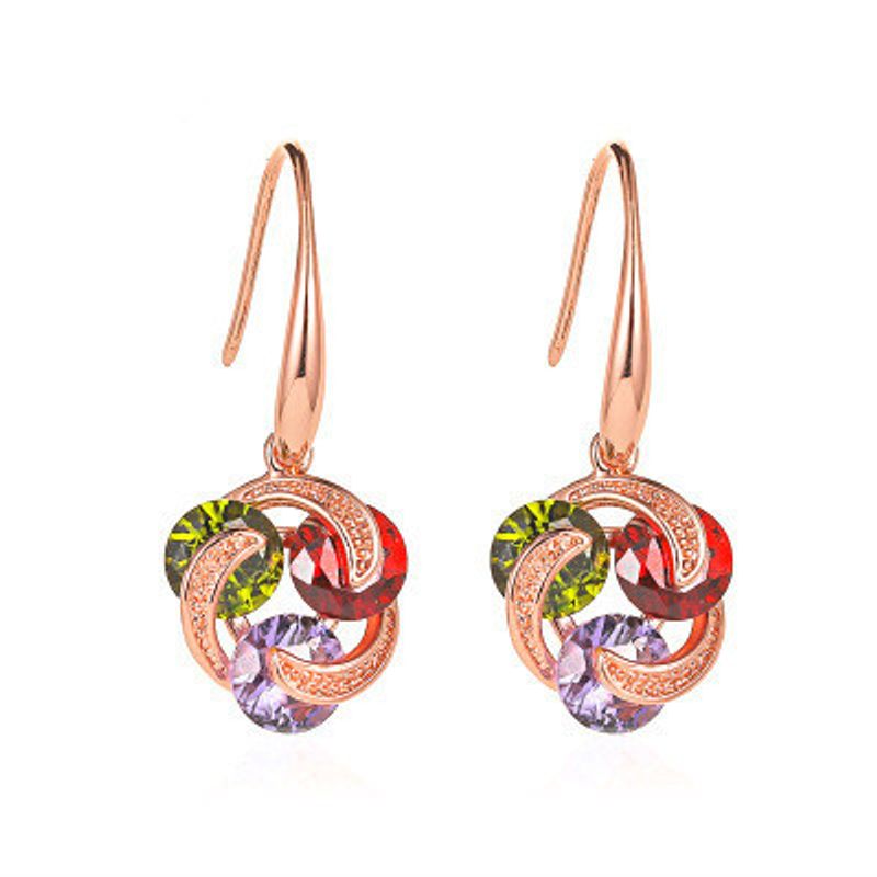 New Fashion Micro-set Zircon Earrings Simple Color Diamond Windmill Earrings Ring Earrings