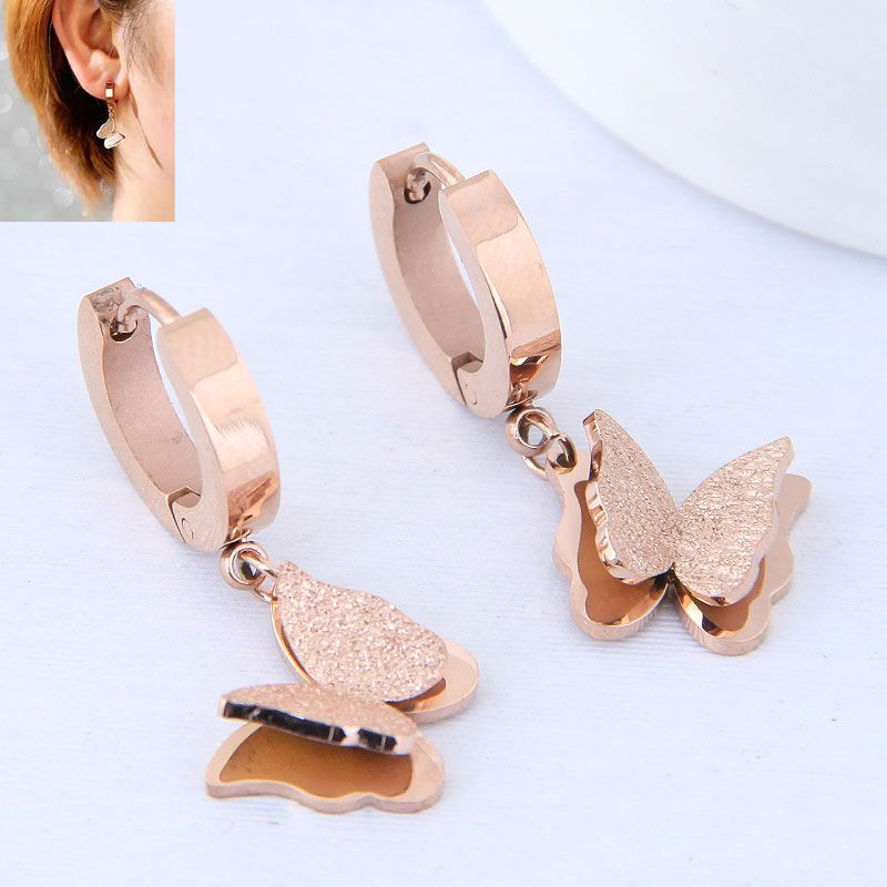 Boucles D&#39;oreilles Papillon En Acier Titane Simple Mode Coréenne Nihaojewelry En Gros Nhsc214454