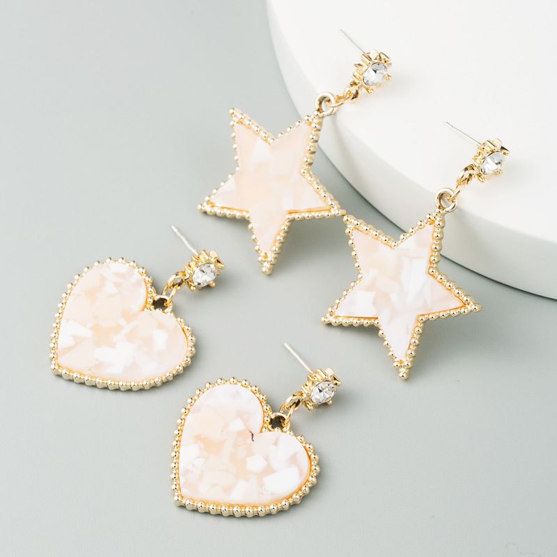 Korea Fashion S925 Silver Needle Alloy Diamond Earrings Heart-shaped Resin Earrings For Women Nihaojewelry Wholesale