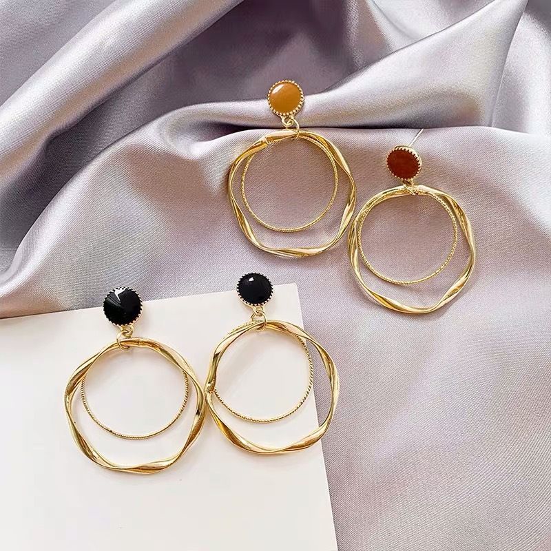 Korean New S925 Silver Needle Irregular Multi-layer Circle Earrings Exaggerated Retro Earrings Nihaojewelry Wholesale