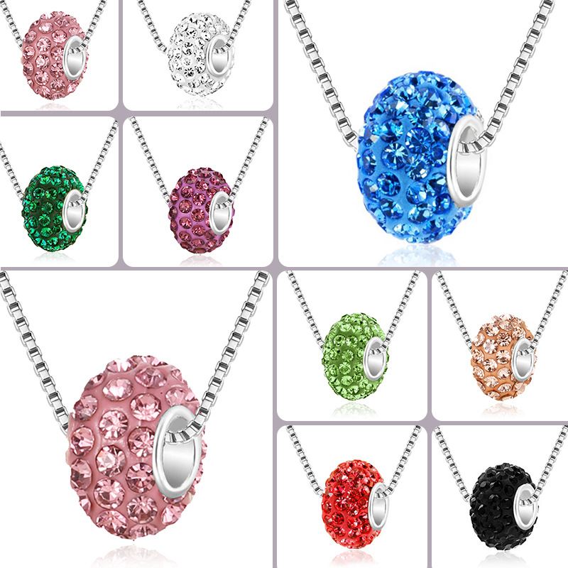 Fashion Necklace Full Diamond Soft Ceramic Large Hole Bead Diamond Ball Pendant Necklace Nihaojewelry Wholesale