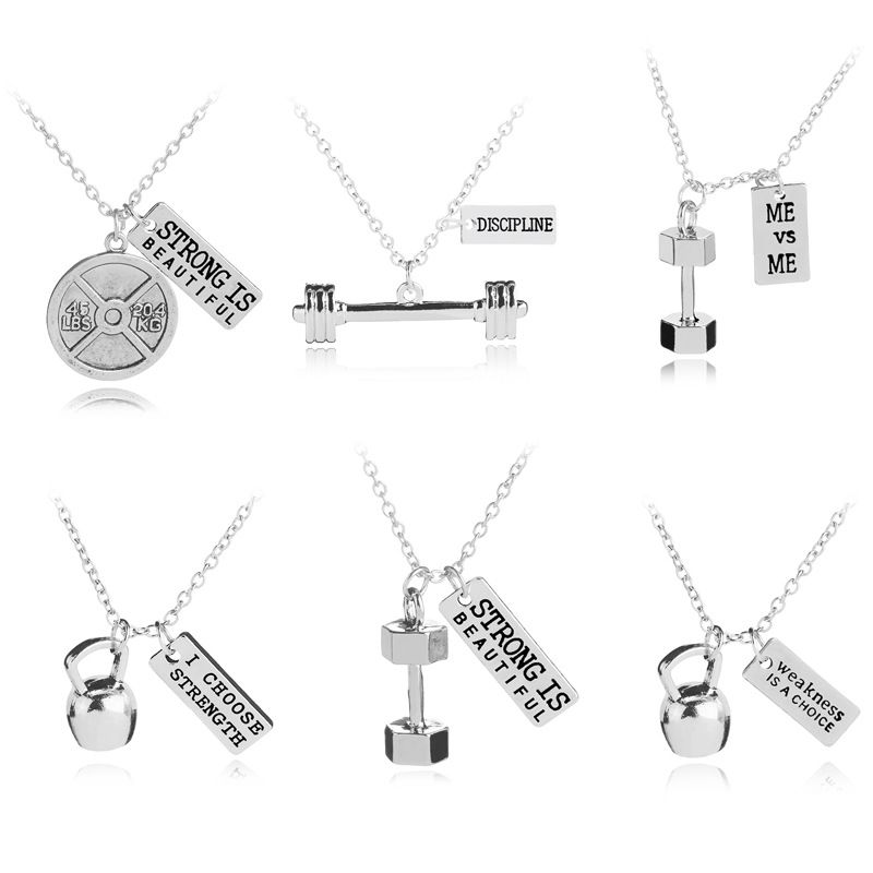 New Fashion Weakness Is A Choice English Alphabet Small Kettlebell Necklace Nihaojewelry Wholesale