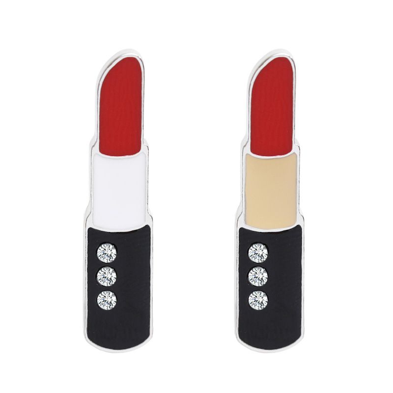 New Fashion Cartoon Diamond Lipstick Lipstick Coating Brooch Nihaojewelry Wholesale