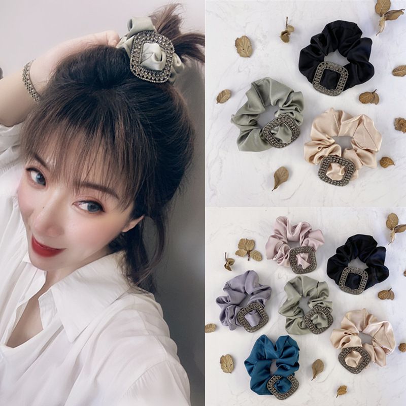 Korean Girl High Elastic Silk Hair Ring New Bm Ponytail Tie Head Release Art Czech Square Hair Scrunchies Nihaojewelry Wholesale