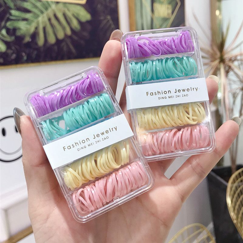 Korea New Simple Portable High Elastic Disposable Hair Rope Set Color Black Boxed Cheap Scrunchies Wholesale