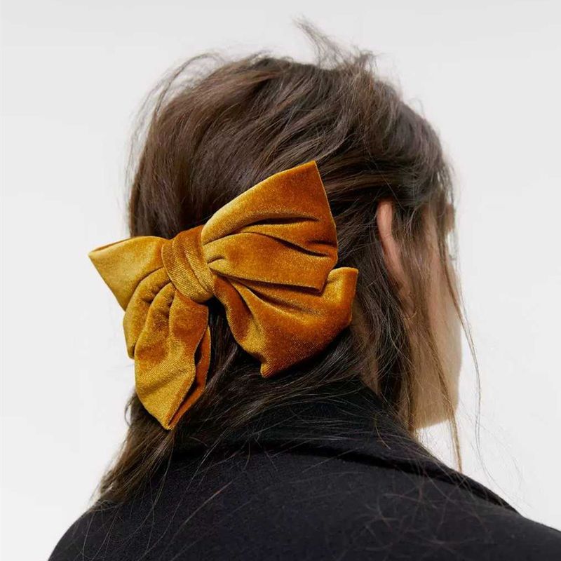 Europäische Und Amerikanische Neue Grenz Überschreitende Koreanische Samt Bowknot Haars Pange Mode Samt Gold Flanell Feder Clip 2021