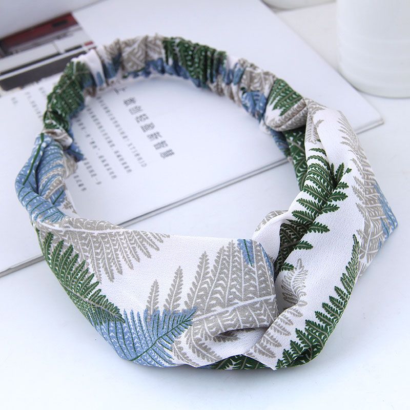 Fashion Sweet Print  Hair Band Nihaojewelry Wholesale Simple Wide-brimmed Maple Leaf Cross-elastic Hair Accessories Hair Band