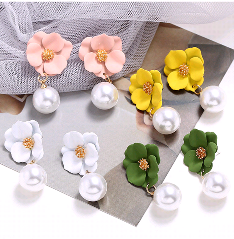Fashion Flower Pearl Earrings Nihaojewelry Wholesale Simple Earrings For Women
