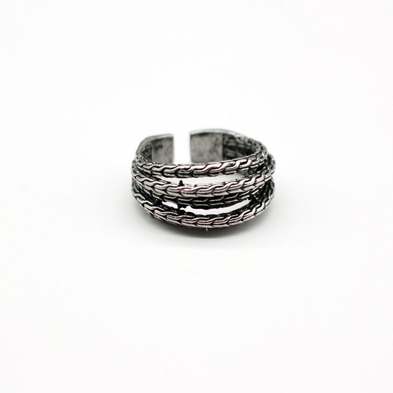 European Cross-border Sold Jewelry Retro Personality And Minimalism Atmospheric Multi-layer Rattan Open Ring Men's Ring