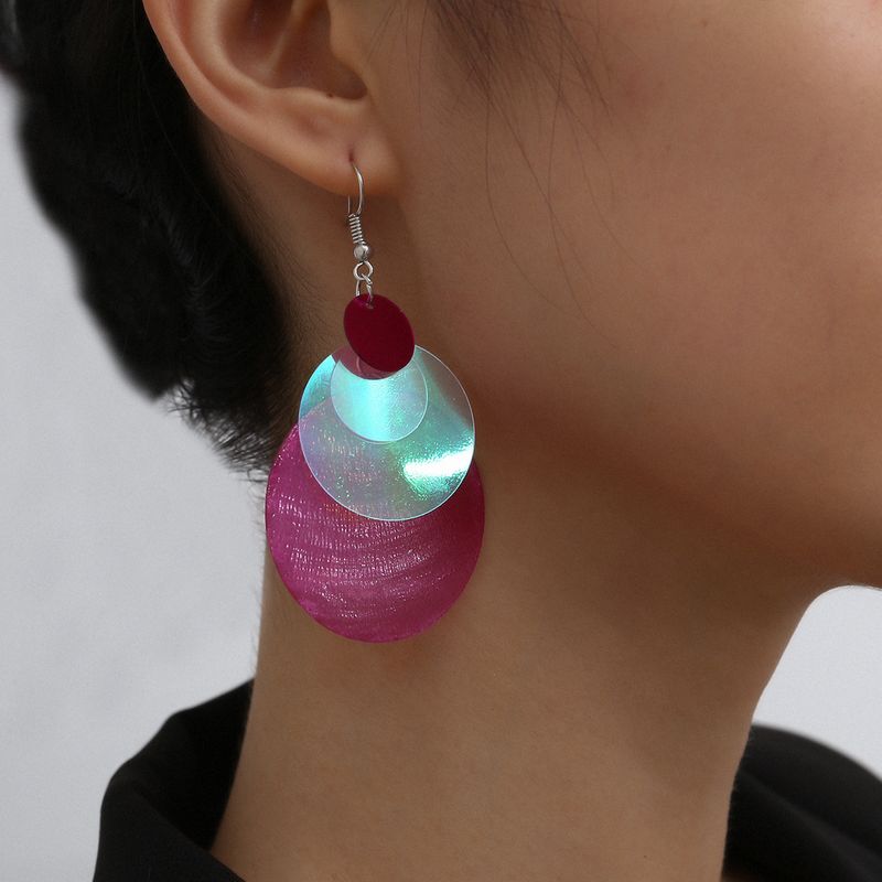 Fashion Jewelry Hit Color Cold Wind Business Geometric Earring Color Translucent Disc Geometric Earring Wholesale Nihaojewelry