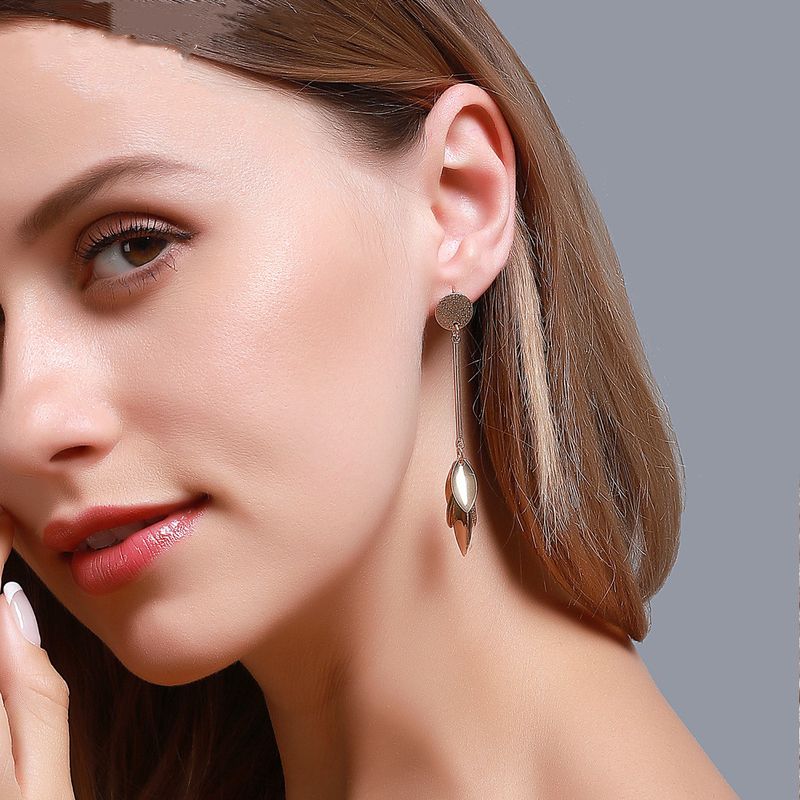 Long Fringed Earrings Retro Frosted Leaves Earrings Personality Cold Temperament Wild Earrings Wholesale Nihaojewelry