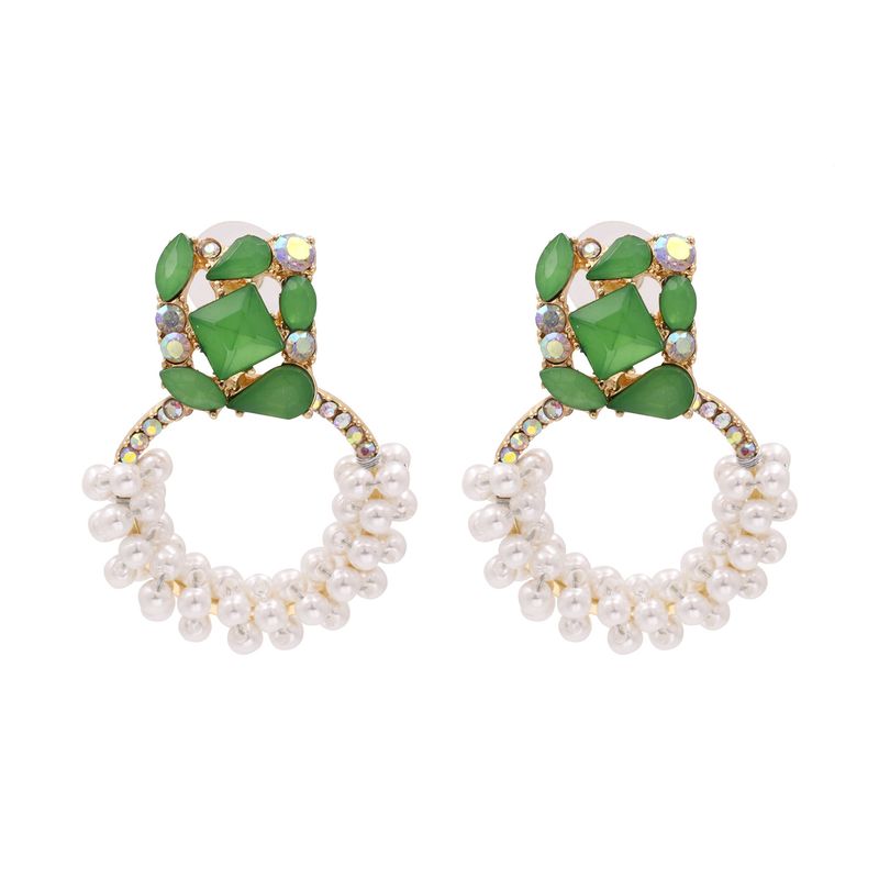 Fashion Earrings Exaggerated Geometric Pearl Earrings Diamond Personalized Retro Earrings Jewelry Wholesale Nihaojewelry