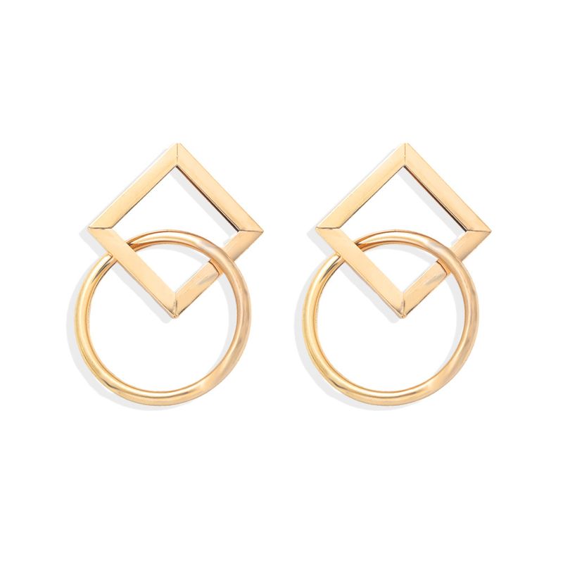 Minimalist Geometric Hollow Earrings Wild Round Diamond Long Earrings Creative Fashion Trendy Earrings Wholesale Nihaojewelry
