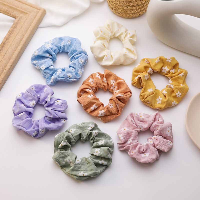 Summer Puff Flowers Wild Large Intestine Circle Girl Mori Cute Rubber Band Daisy Tie Hair Ring Wholesale Nihaojewelry