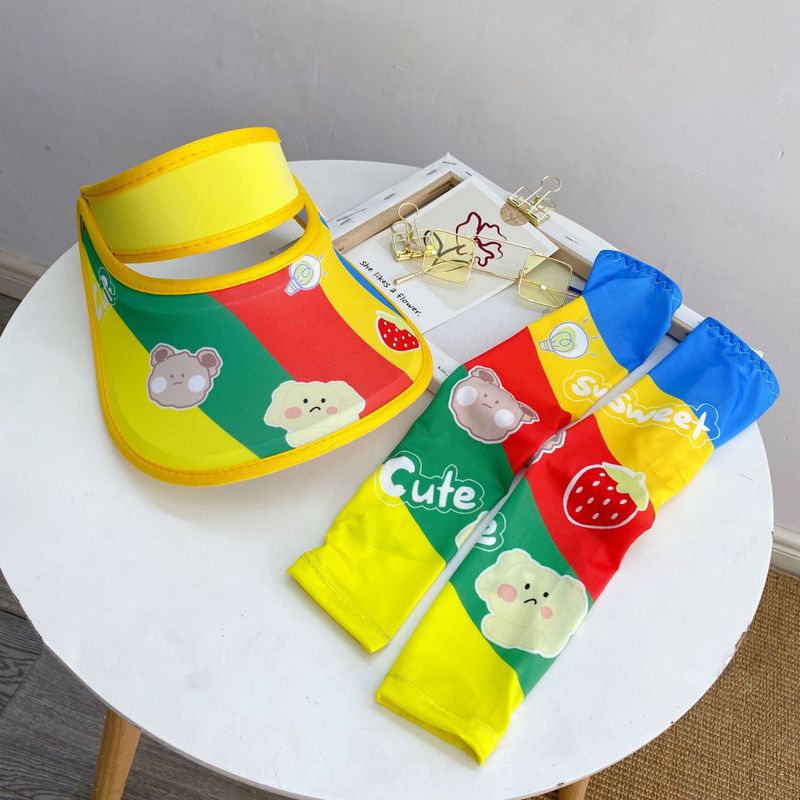 Sweet Rainbow Empty Top Hat Ice Sleeve Micro Commercial Explosion Children's Hat Summer Sunscreen Sun Hat Baby Wholesale Nihaojewelry