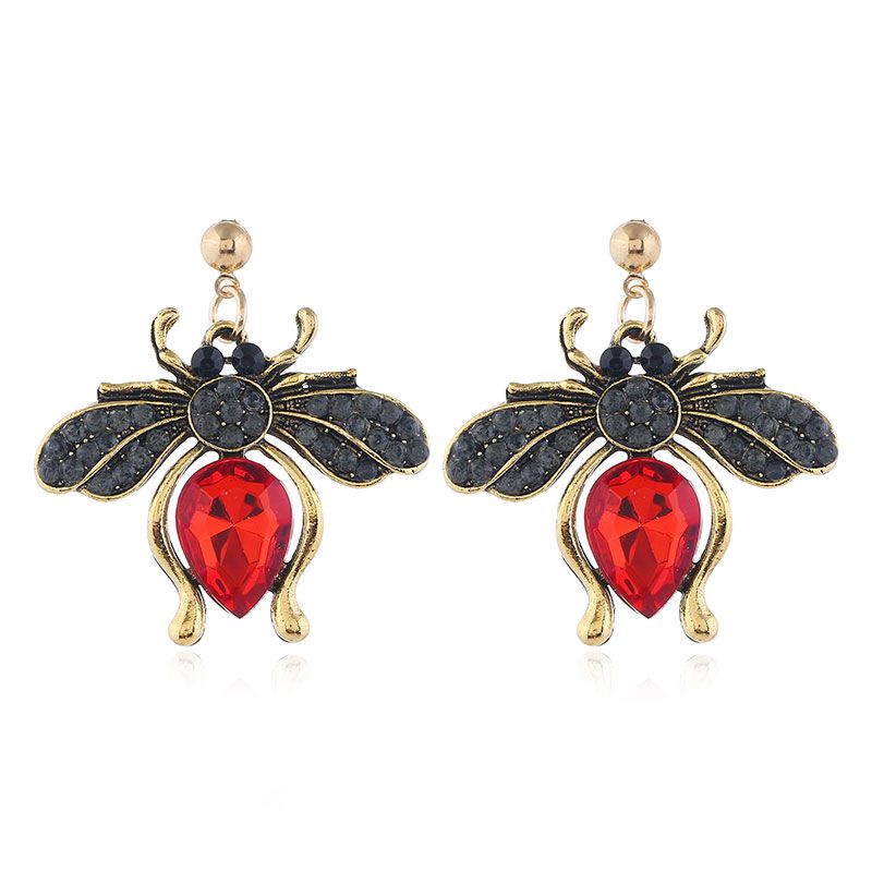 Metal Simple Shine Gemstone Ladybug Fashion Temperament Exaggerated Earrings Wholesale Nihaojewelry